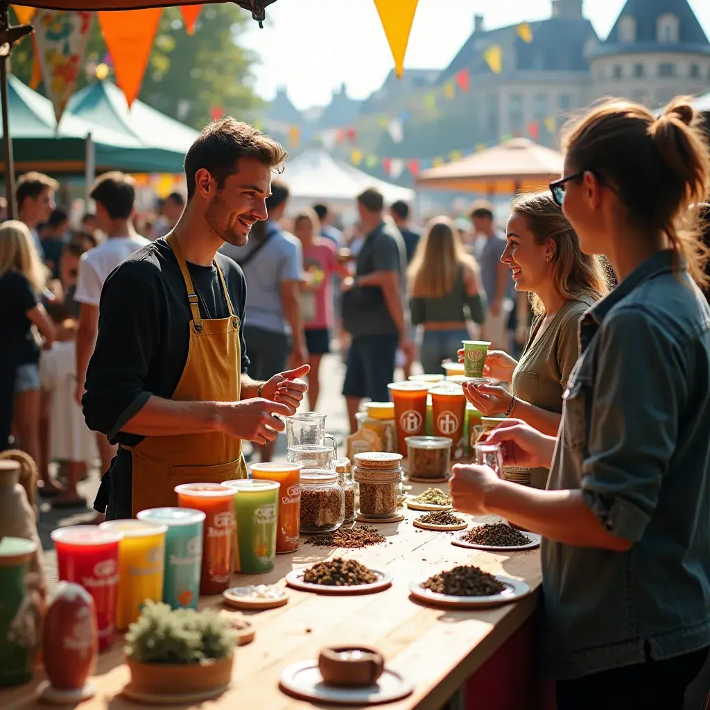 Thé servi avec une vue pittoresque de la campagne belge en arrière-plan